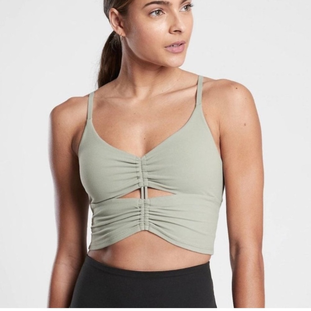 Athleta Cinch Longline Bra D-DD in Sage